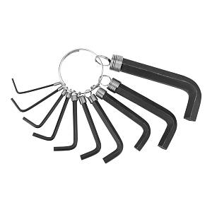 Набор ключей имбусовых HEX, 1.5-10 мм, CrV, 10 шт, оксидированные, на кольце Sparta