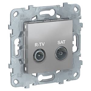 UNICA NEW Розетка R-TV/SAT, проходная, алюминий Schneider Electric NU545630