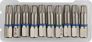 Биты ЗУБР "ЭКСПЕРТ" торсионные кованые, обточенные, хромомолибденовая сталь, тип хвостовика C 1/4", T30, 25мм, 10шт 26015-30-25-10