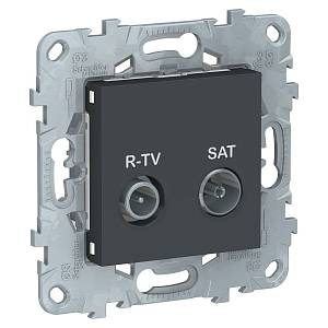 UNICA NEW Розетка R-TV/SAT, проходная, антрацит Schneider Electric NU545654