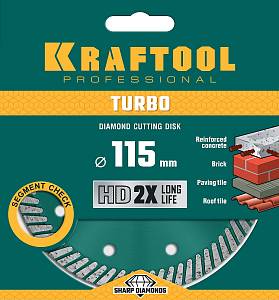 KRAFTOOL Turbo, 115 мм, (22.2 мм, 10 х 2.2 мм), сегментированный алмазный диск (36682-115)